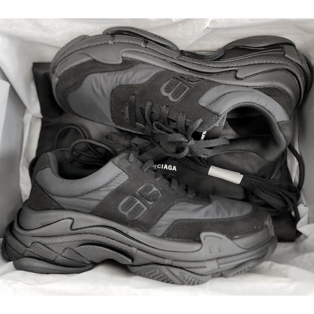Balenciaga Triple S Men's Low Top Sneaker Shoes Black Size 42 / US 9